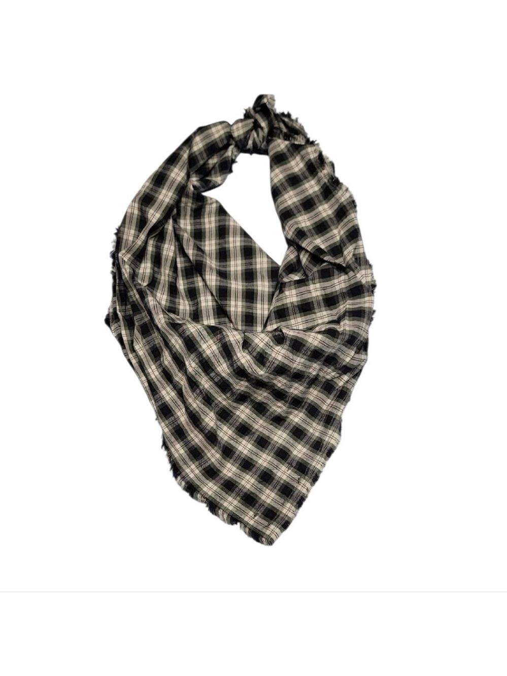 Soft Zara Checkered Scarf in Green and White